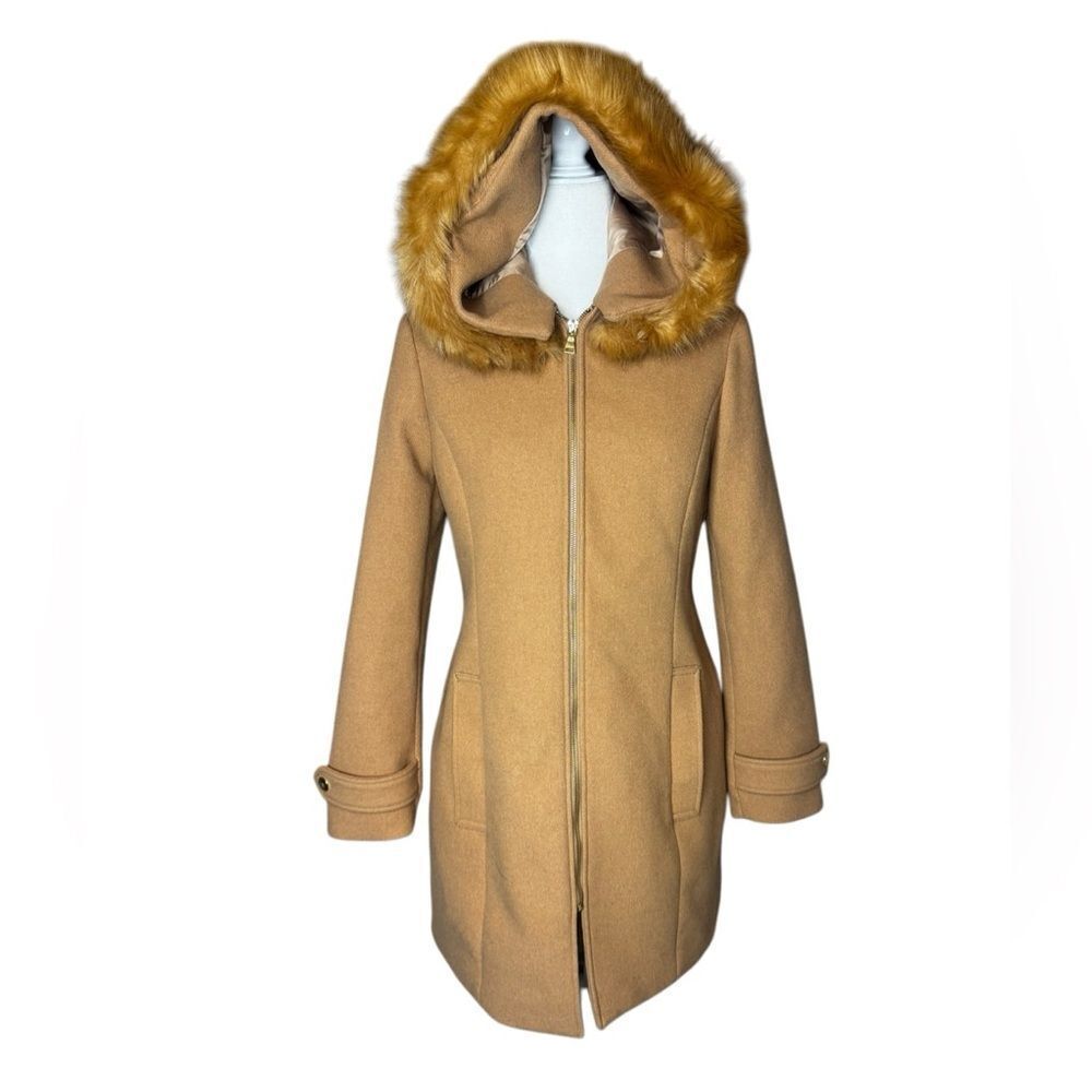 EXPRESS Wool fur lined hooded coat size Small - Picture 2 of 8